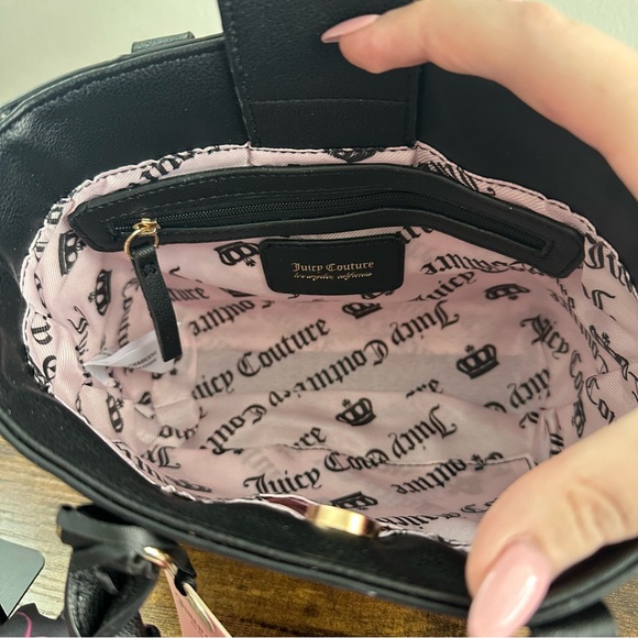 NWT Juicy Couture Holding the Line Black Cherry Mini Tote Bag Crossbody Gold - Picture 5 of 5